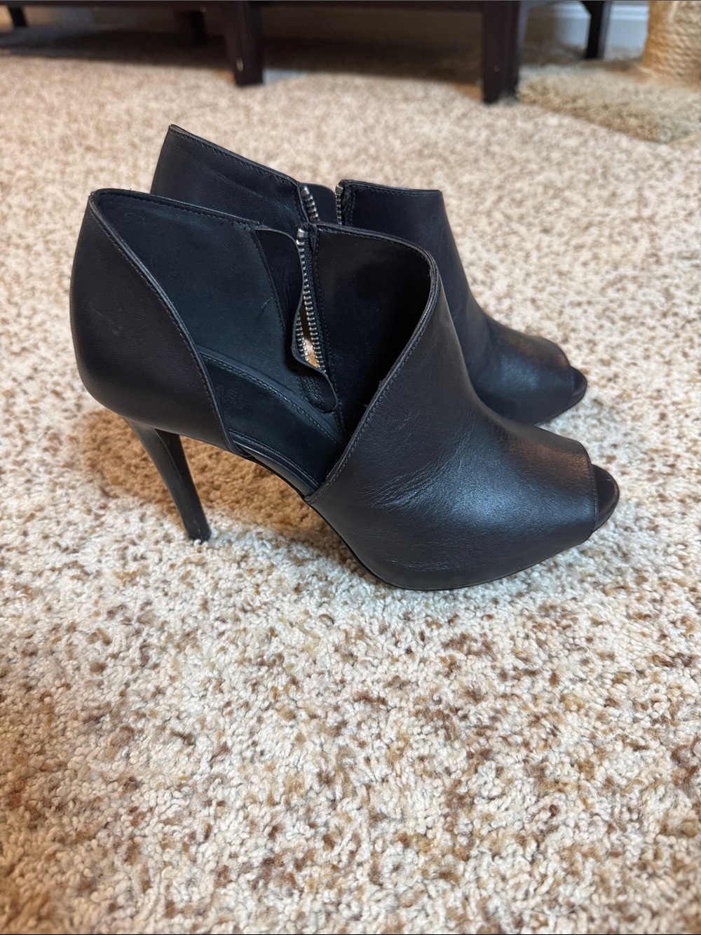 Michael Kors Black Peep-Toe Stiletto Ankle Booties